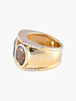 Bague Quartz fumé et Diamants
