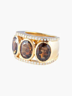 Bague Quartz fumé et Diamants