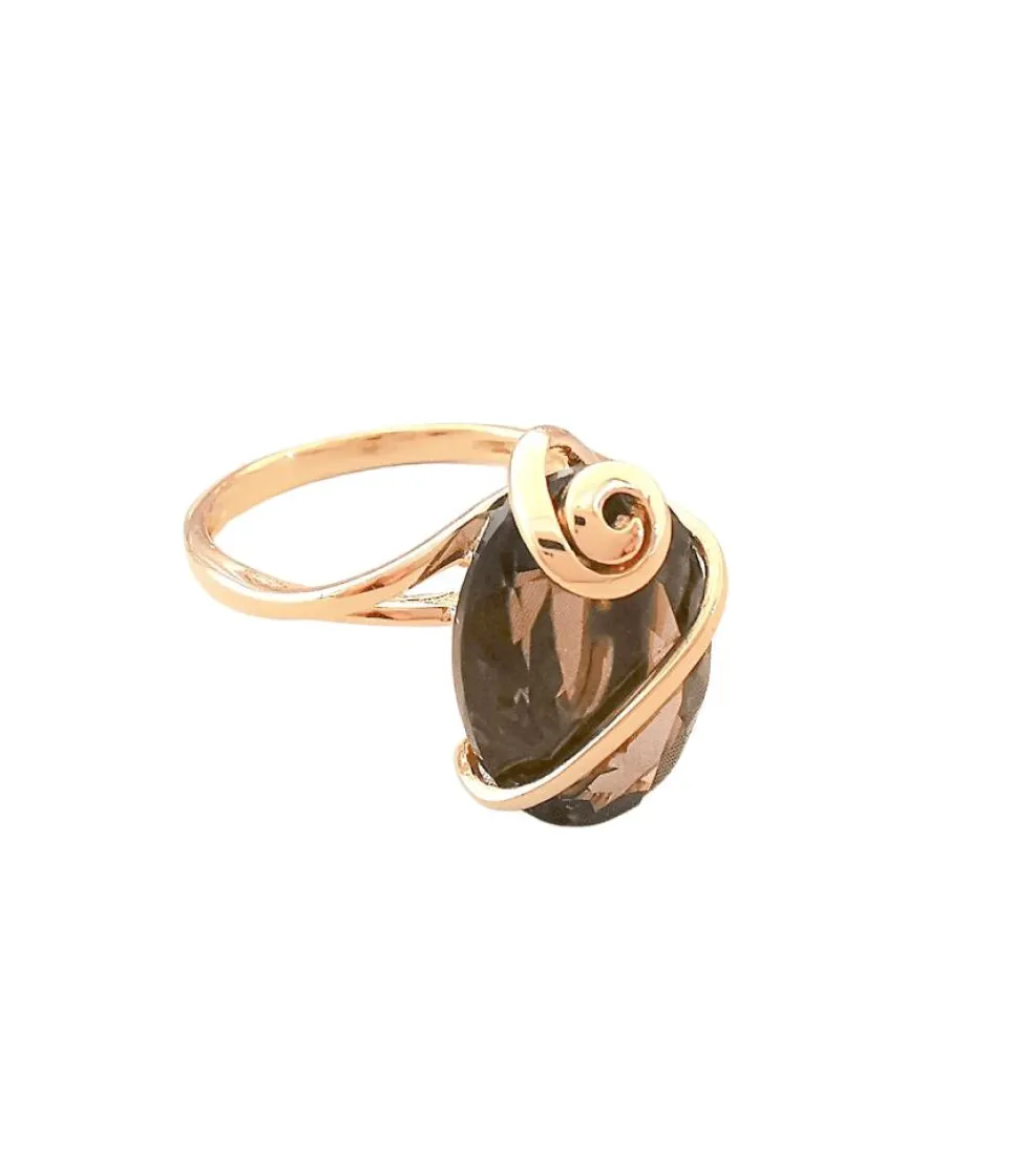 Bague Quartz fumé Or Jaune