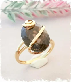 Bague Quartz fumé Or Jaune