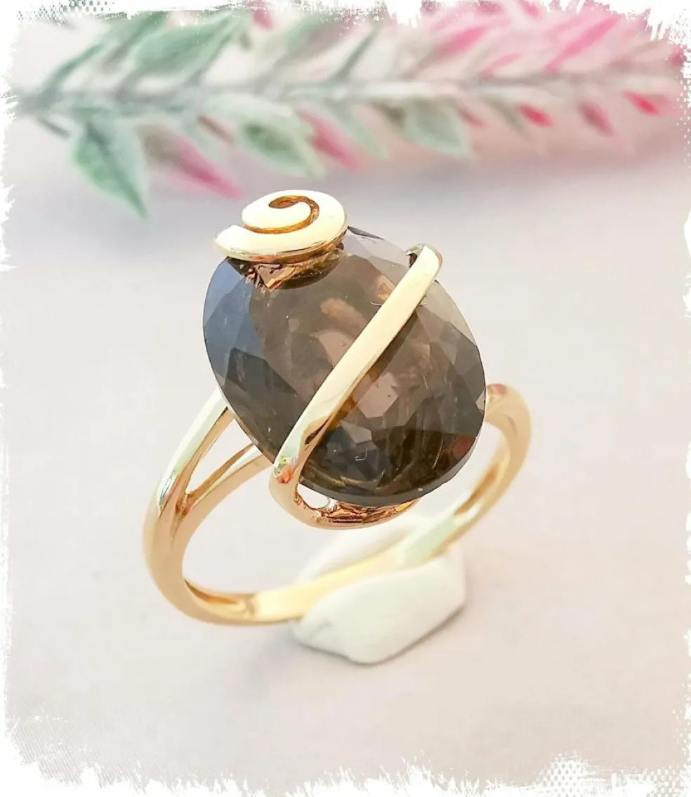 Bague Quartz fumé Or Jaune
