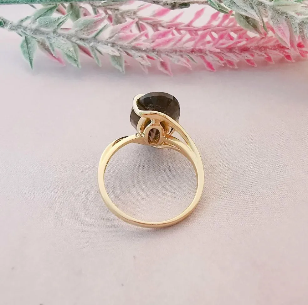 Bague Quartz fumé Or Jaune