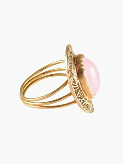 BAGUE QUARTZ ROSE OR JAUNE