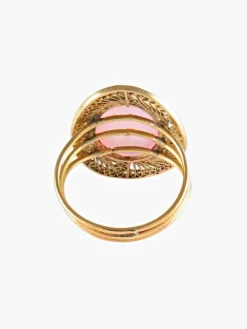 BAGUE QUARTZ ROSE OR JAUNE
