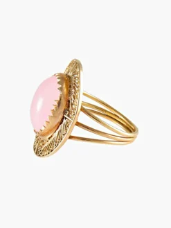 BAGUE QUARTZ ROSE OR JAUNE
