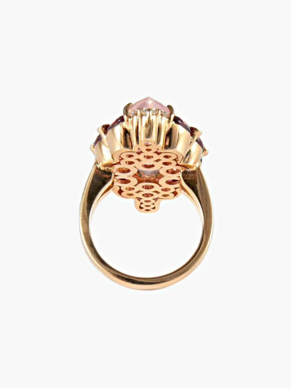 Bague Quartz rose Tourmalines Diamants