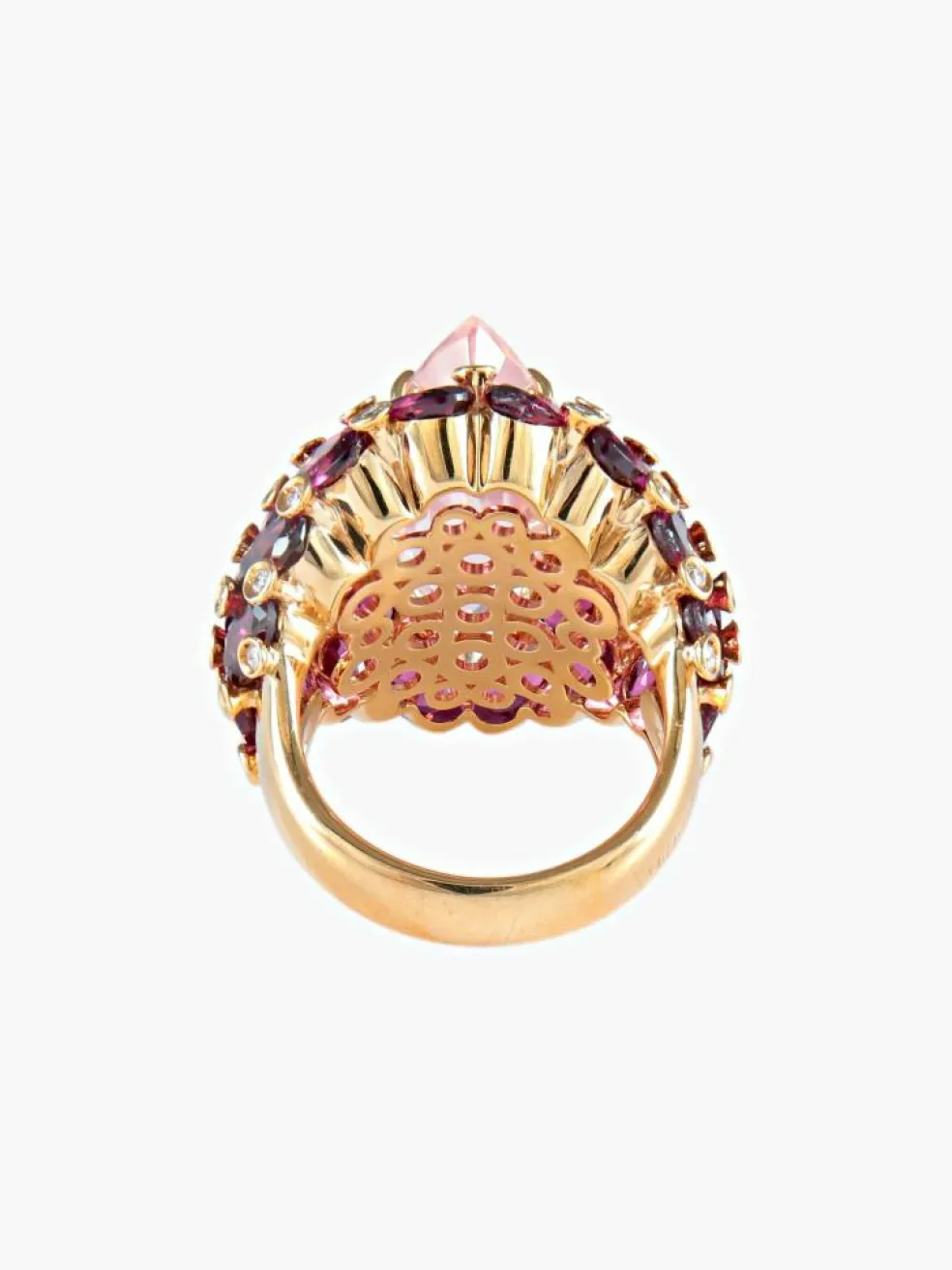 Bague Quartz rose Tourmalines Diamants