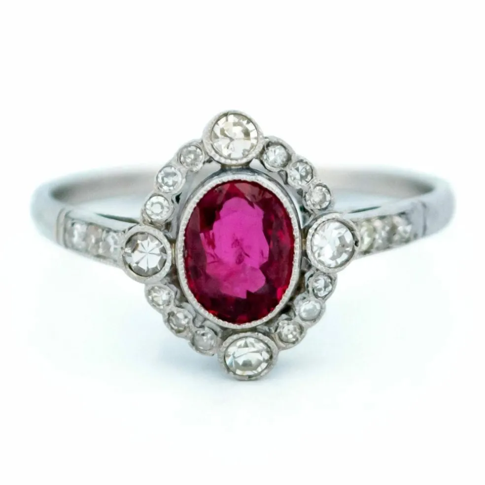Bague "Quatrefoil" Platine Diamant Rubis