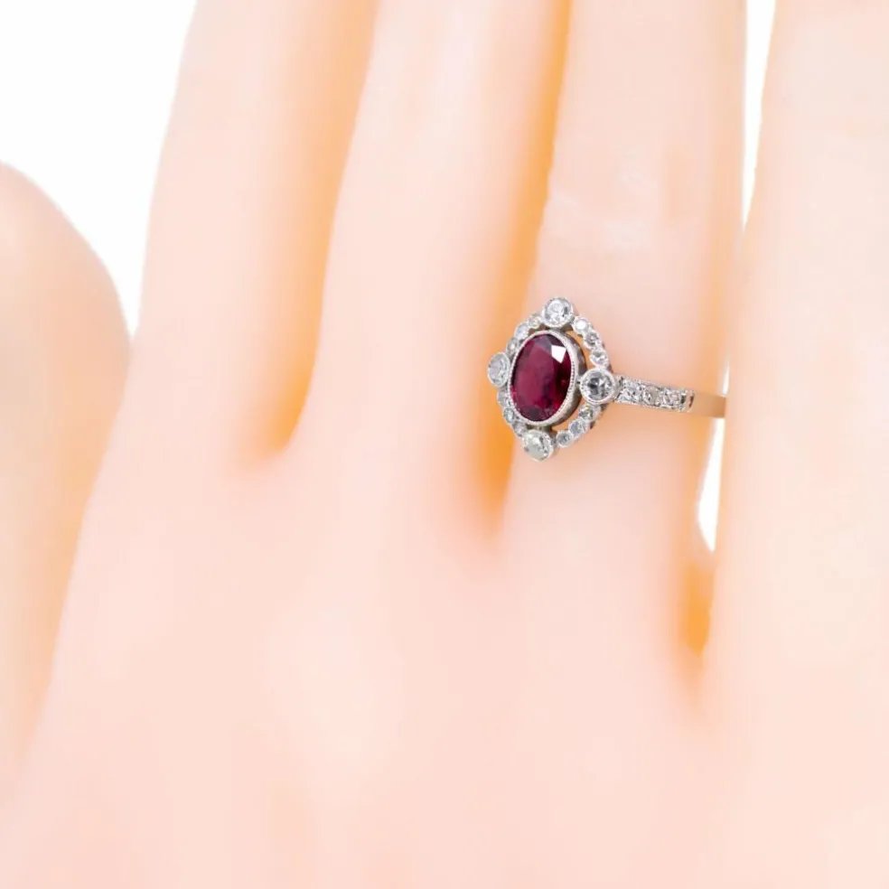 Bague "Quatrefoil" Platine Diamant Rubis