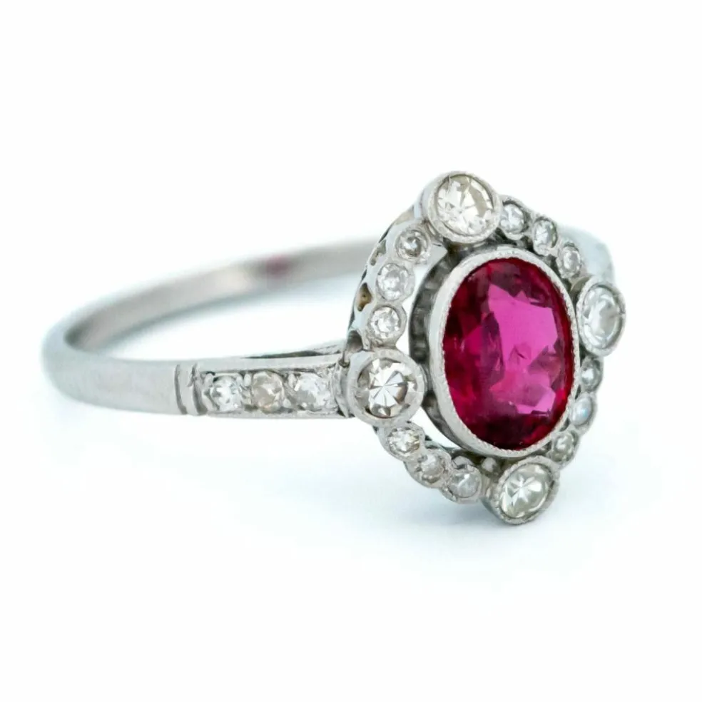 Bague "Quatrefoil" Platine Diamant Rubis