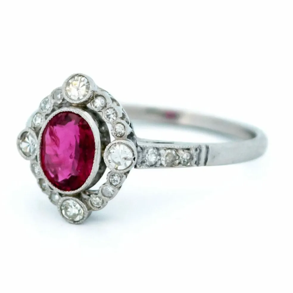 Bague "Quatrefoil" Platine Diamant Rubis
