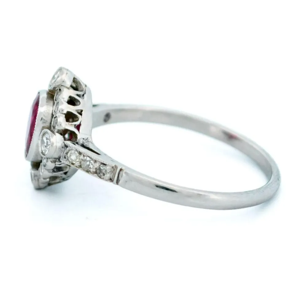 Bague "Quatrefoil" Platine Diamant Rubis