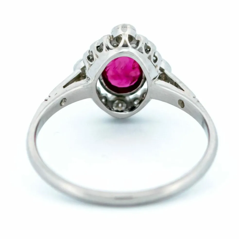 Bague "Quatrefoil" Platine Diamant Rubis