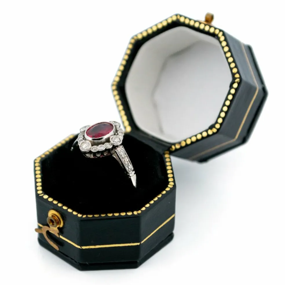 Bague "Quatrefoil" Platine Diamant Rubis