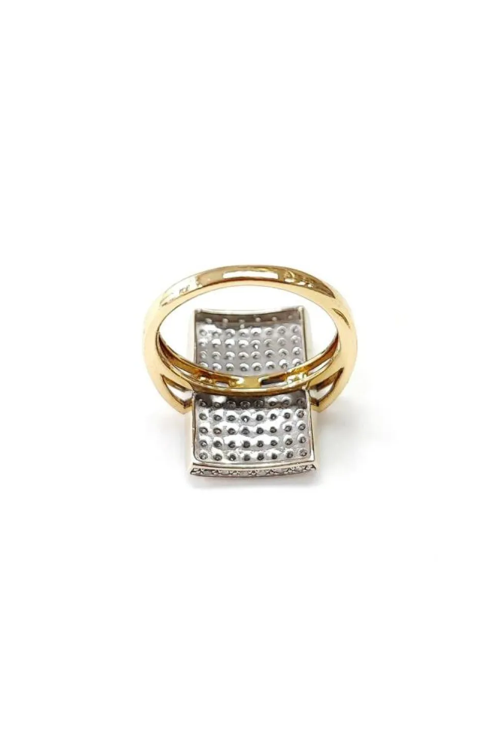 Bague rectangle bicolore or et diamant