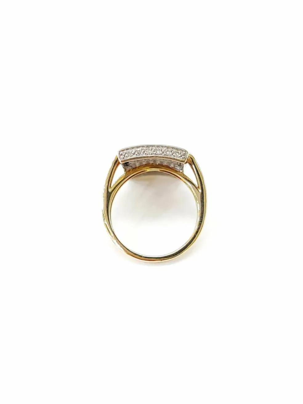 Bague rectangle bicolore or et diamant