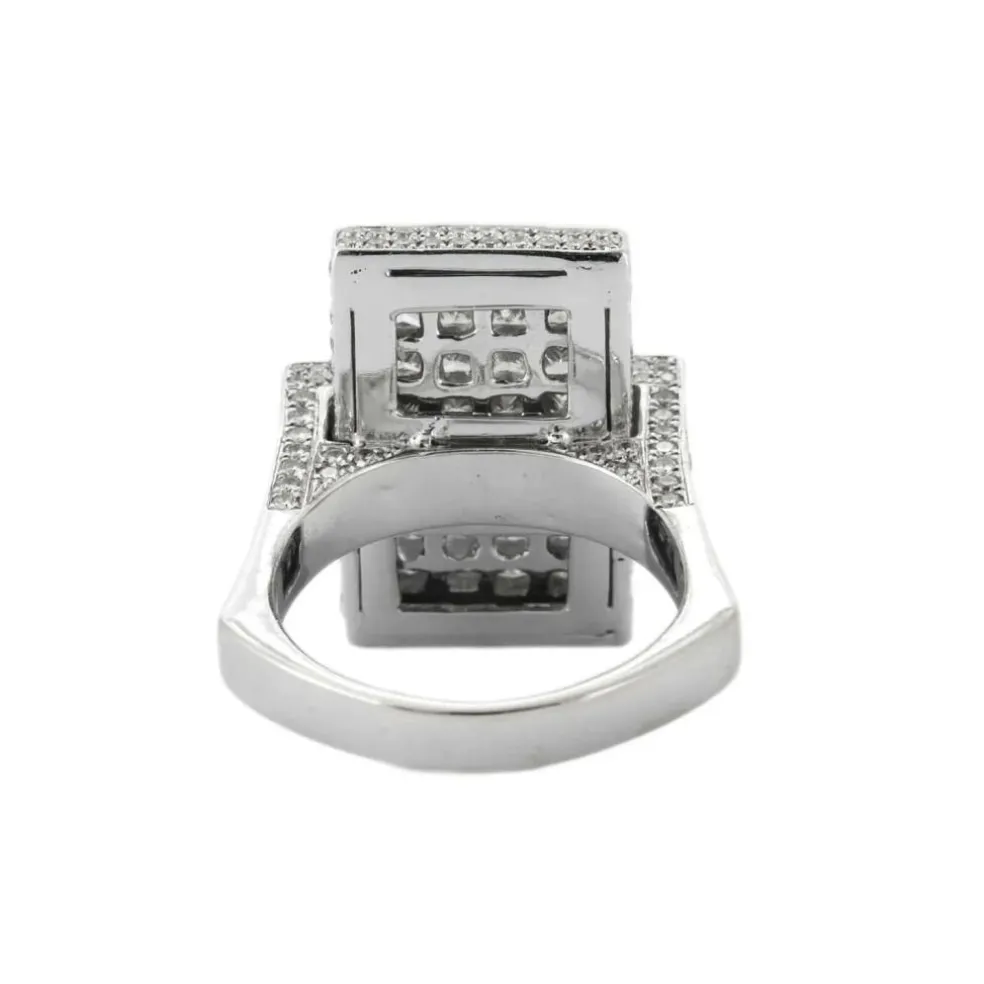 BAGUE RECTANGLE OR & DIAMANTS