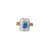 Bague Rectangulaire or rose Saphir 1,10 Cts et Diamants