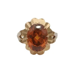 Bague retro Or et Saphir orange