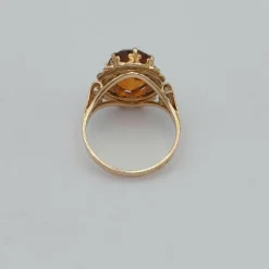 Bague retro Or et Saphir orange