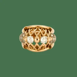 BAGUE RETRO OR JAUNE ET DIAMANTS