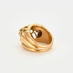 BAGUE RETRO OR JAUNE ET DIAMANTS