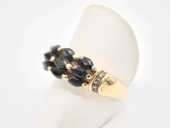 Bague retro saphirs diamants or jaune