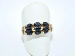 Bague retro saphirs diamants or jaune
