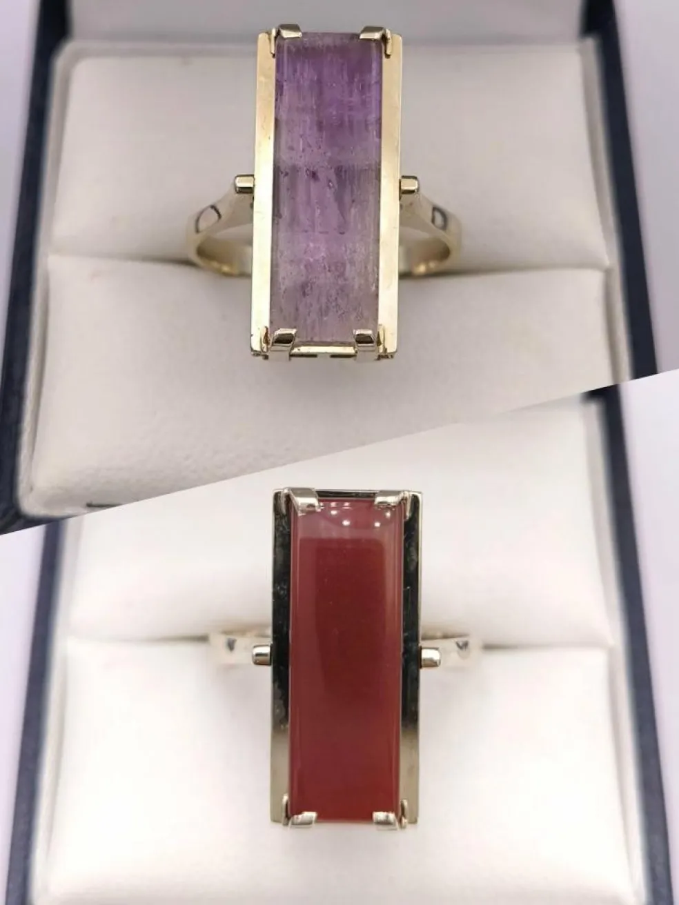 Bague reversible vintage or améthyste agate