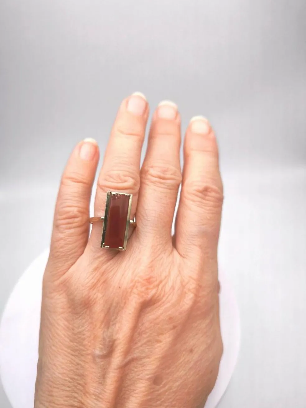 Bague reversible vintage or améthyste agate