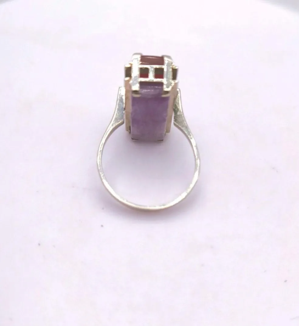 Bague reversible vintage or améthyste agate