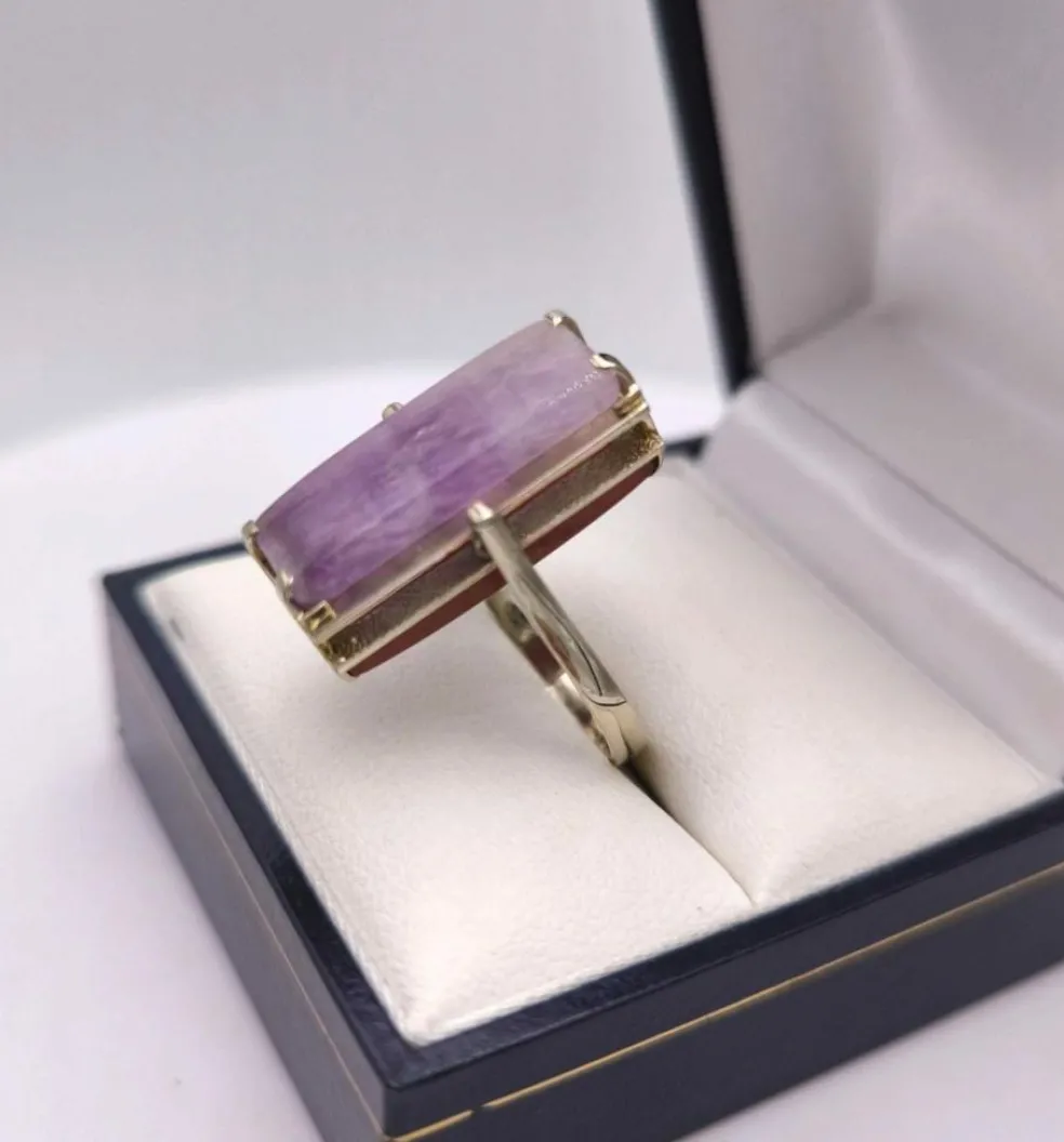 Bague reversible vintage or améthyste agate