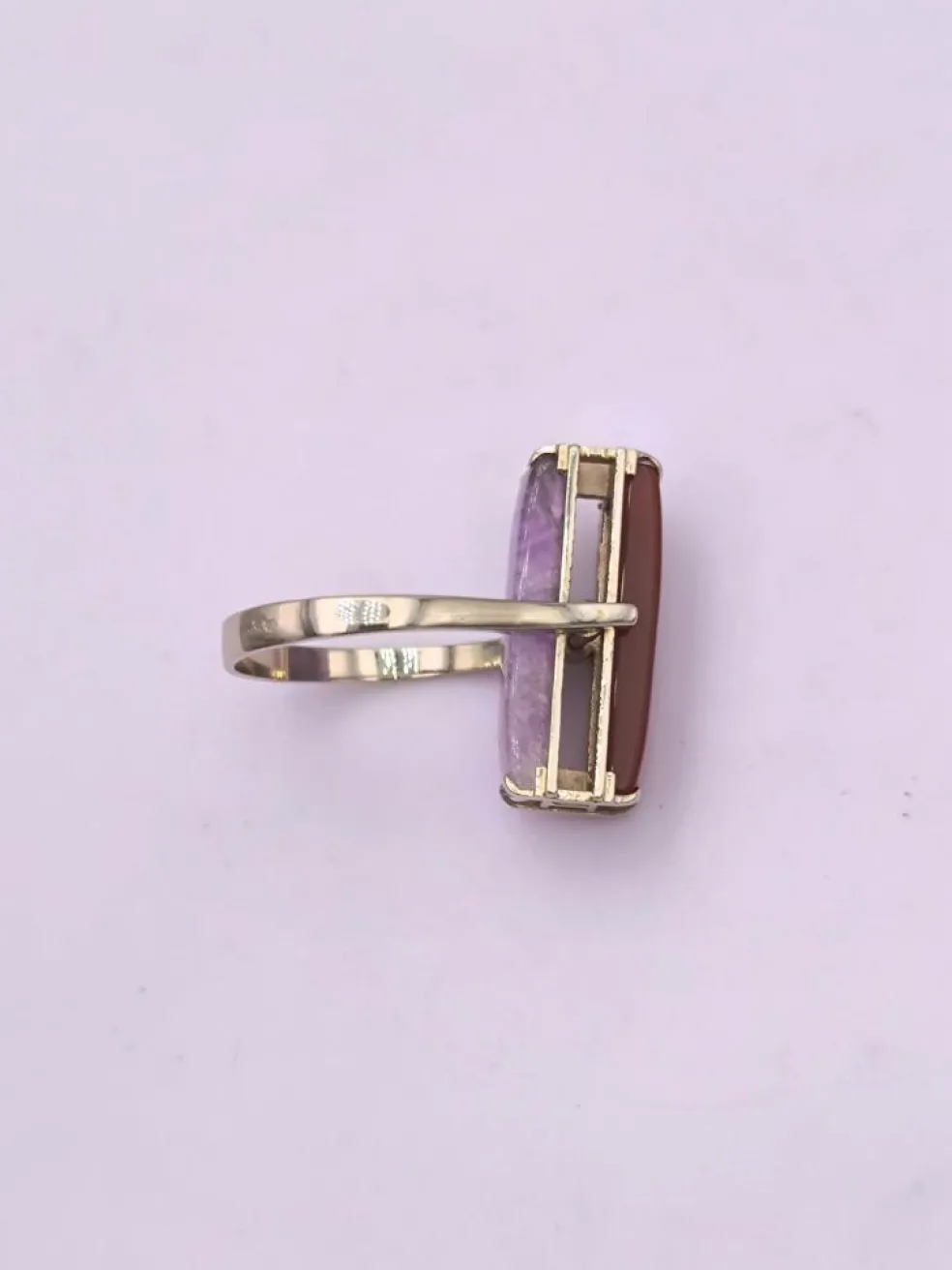 Bague reversible vintage or améthyste agate