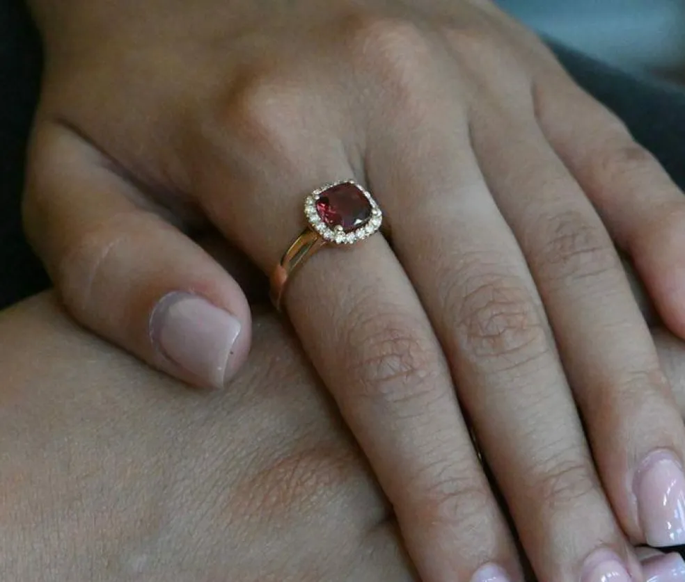 Bague Rhodolite Et Diamant Rose