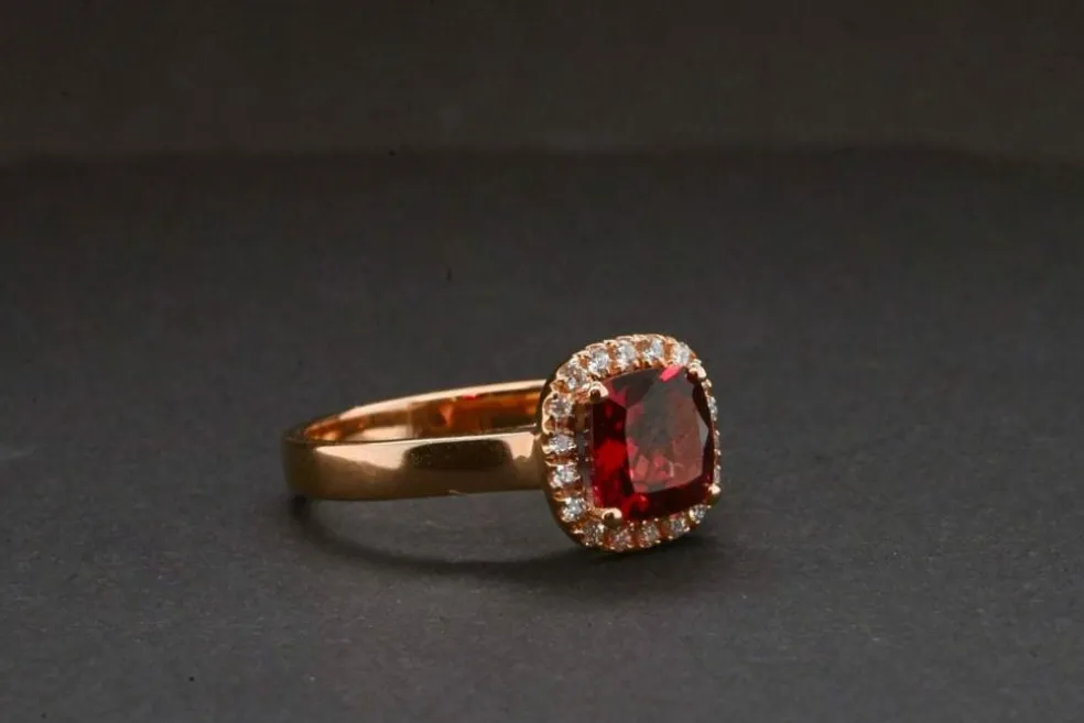 Bague Rhodolite Et Diamant Rose