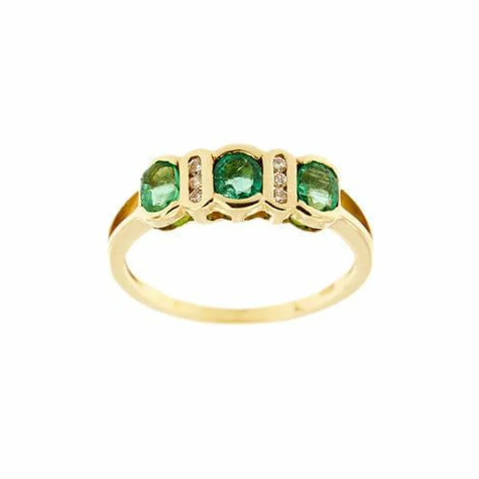 Bague Riviera avec émeraudes et diamants