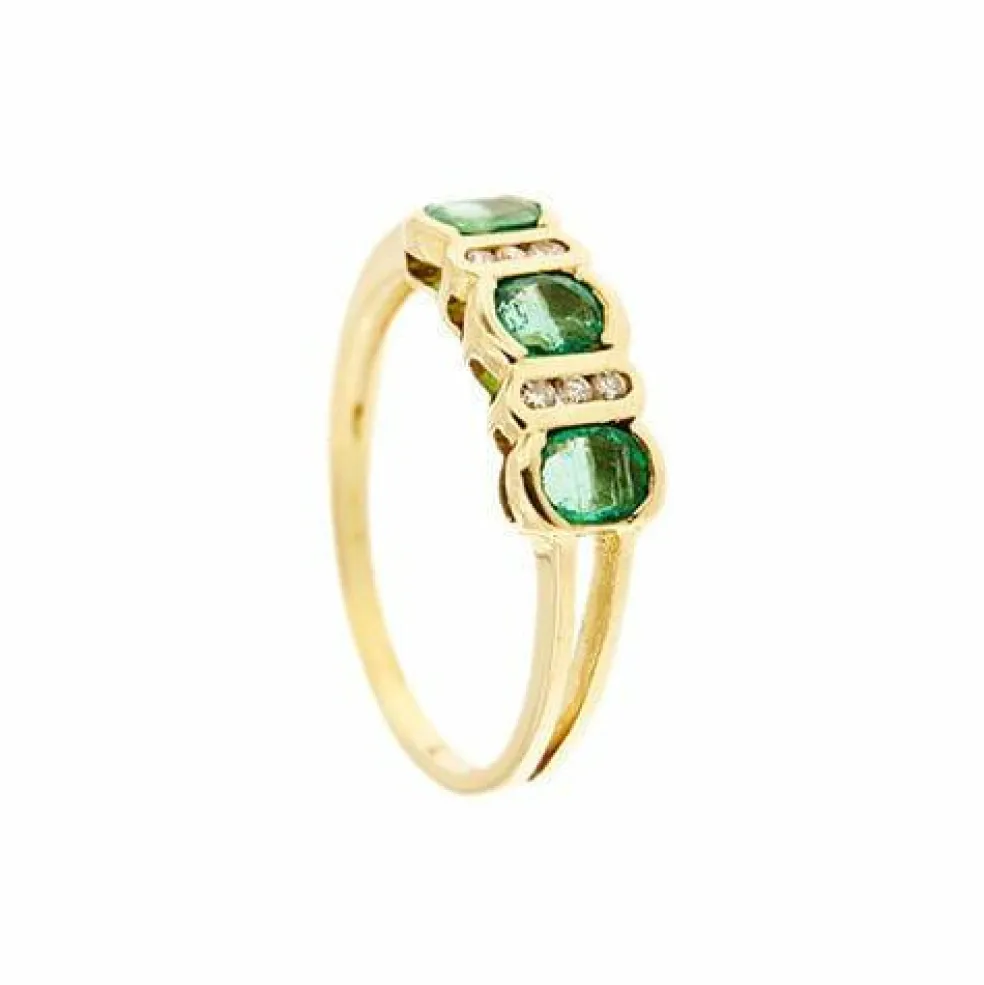 Bague Riviera avec émeraudes et diamants