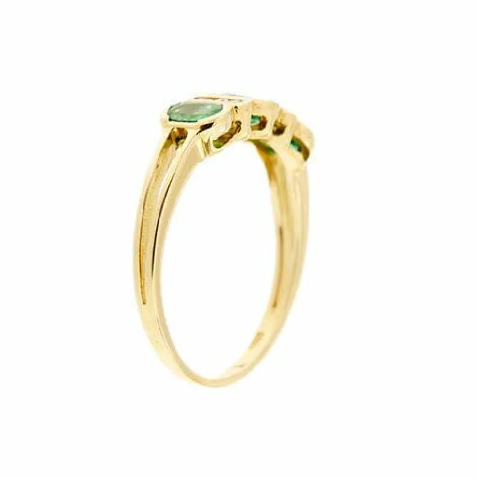 Bague Riviera avec émeraudes et diamants