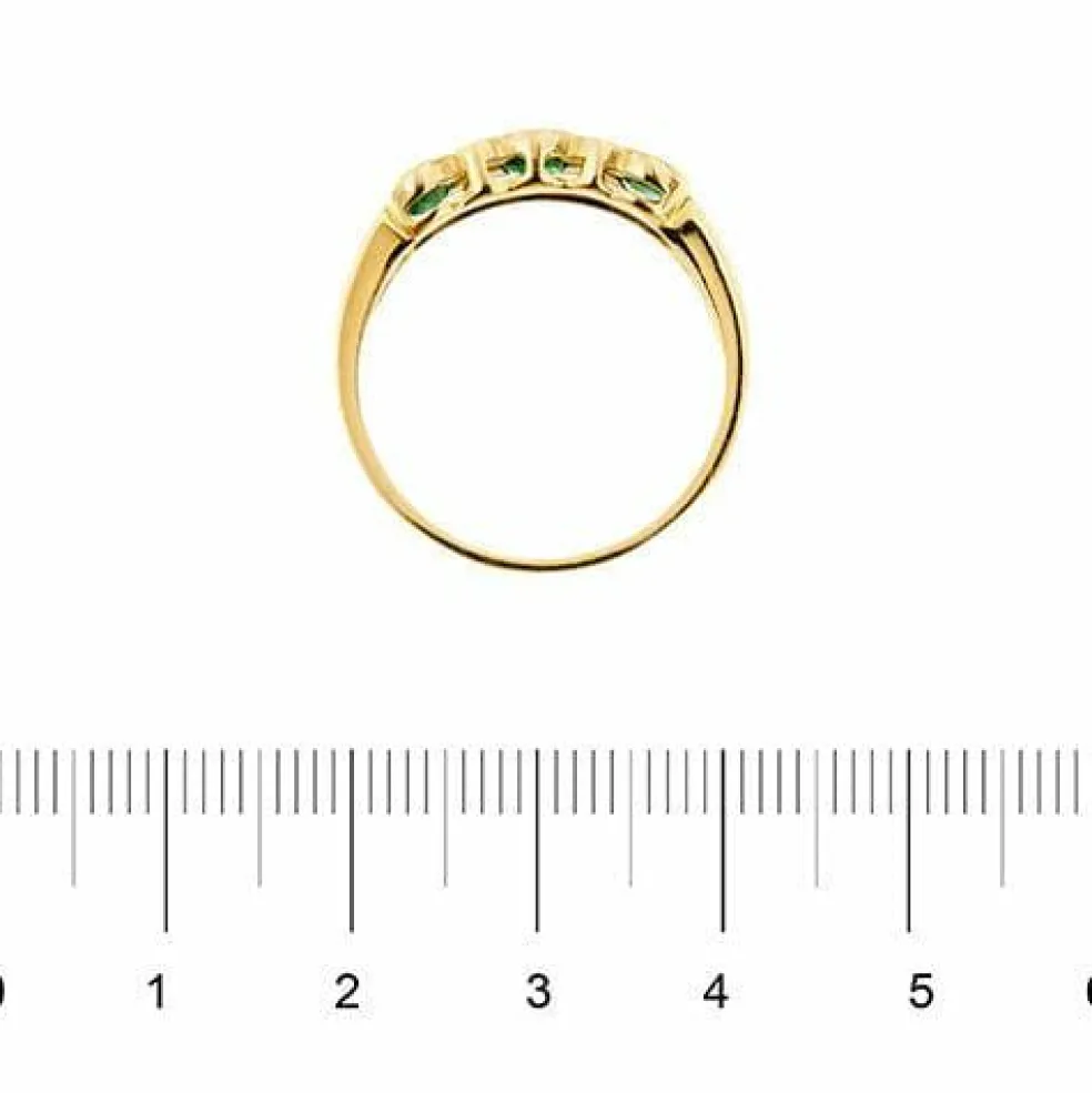 Bague Riviera avec émeraudes et diamants