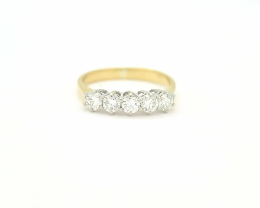 Bague Rivière 0,80 ct or jaune et blanc