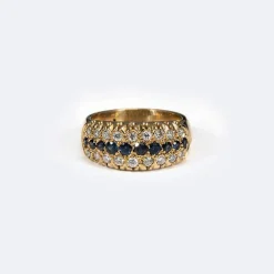Bague Rivière de diamants et saphirs