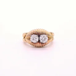 Bague Rocaille, deux diamants taille ancienne et or jaune