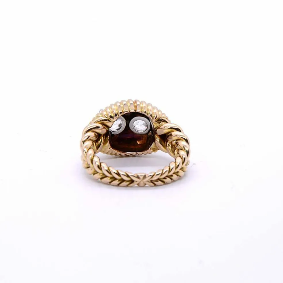 Bague Rocaille, deux diamants taille ancienne et or jaune