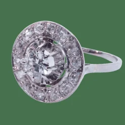 Bague ronde art deco or blanc diamants