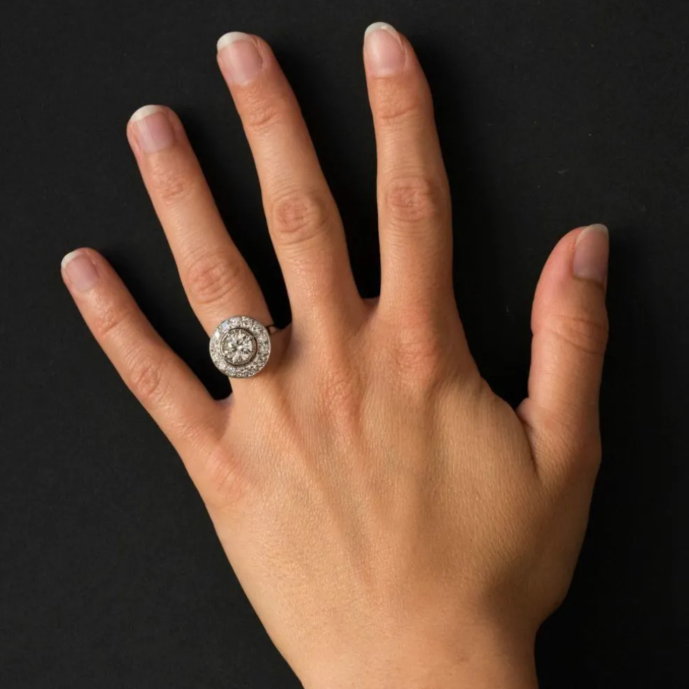 Bague ronde diamants art déco