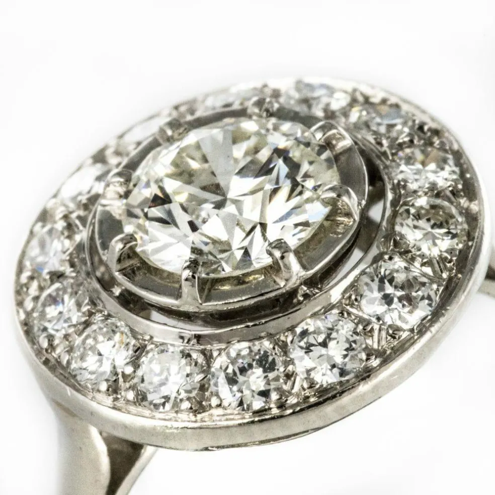 Bague ronde diamants art déco