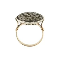 Bague ronde en or jaune avec diamants