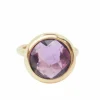 Bague ronde en or rose et améthyste façettée