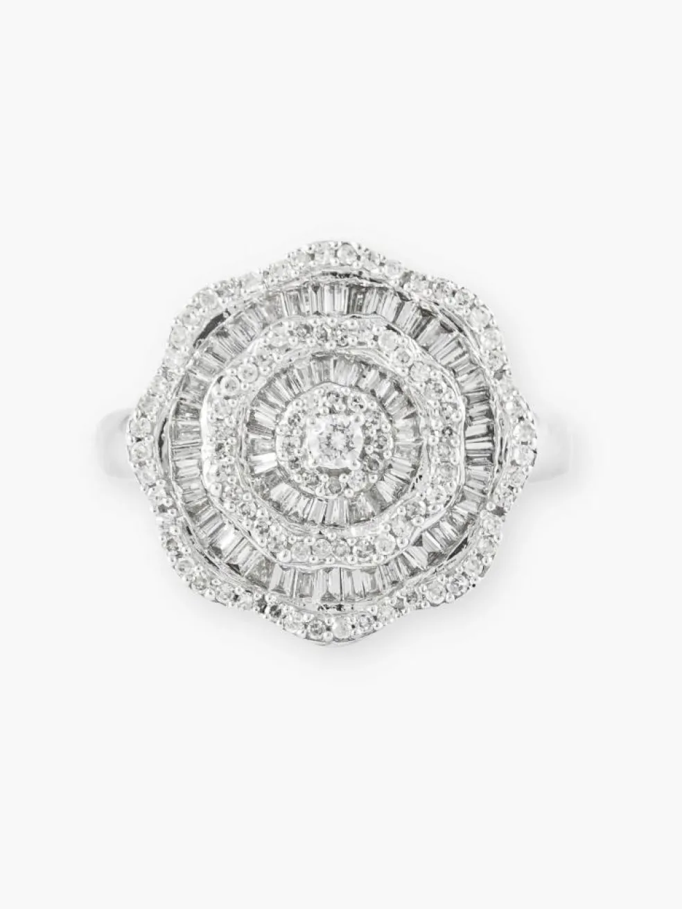 Bague Ronde "Fleur" Or Blanc & Diamants