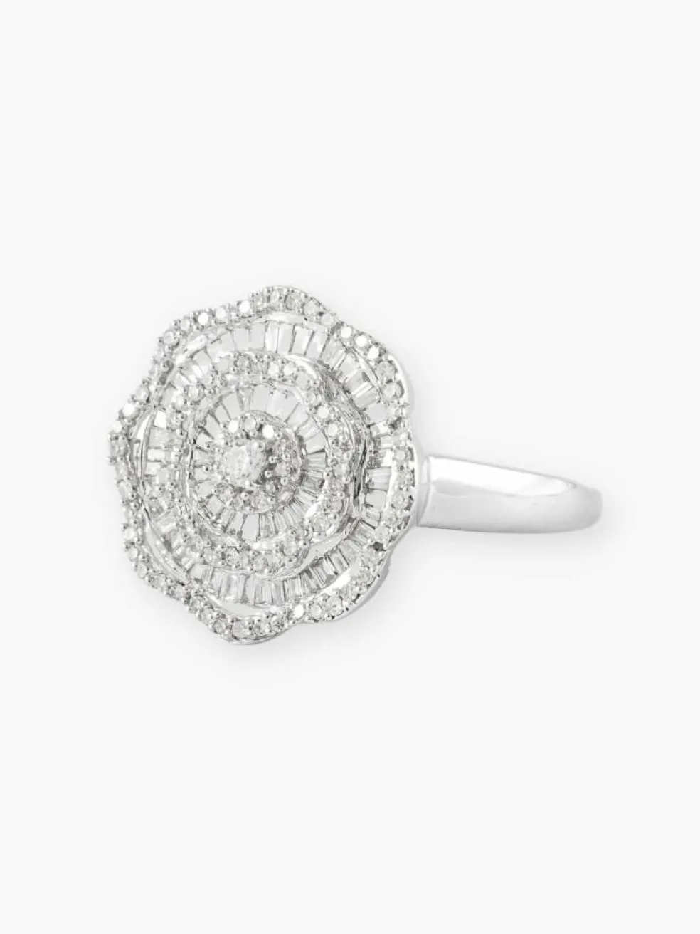Bague Ronde "Fleur" Or Blanc & Diamants